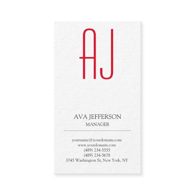 Modern plain vertical simple white red monogram