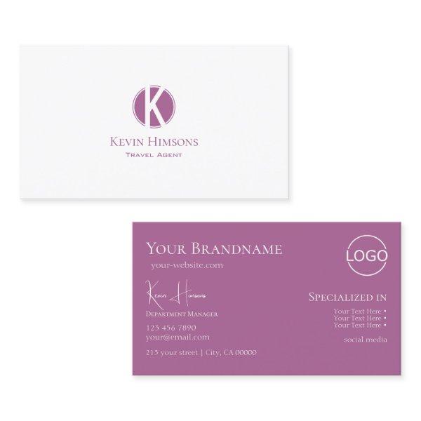 Modern Plain White Lilac with Monogram and Logo