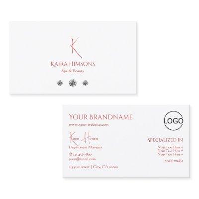 Modern Plain White with Monogram Logo and Diamonds