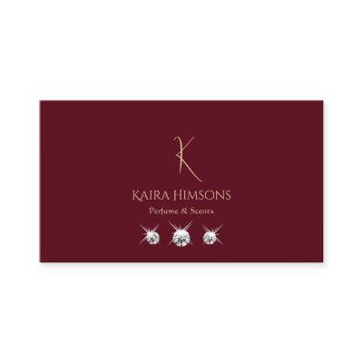 Modern Plain Wine Red with Monogram and Jewels