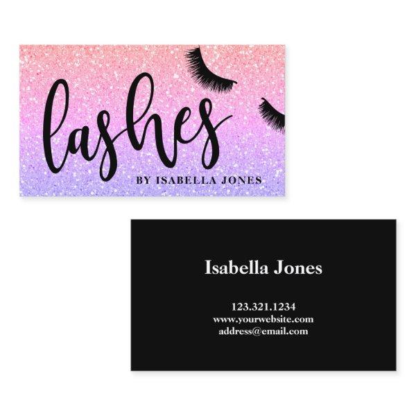 Modern pretty girly bright ombre glitter lashes