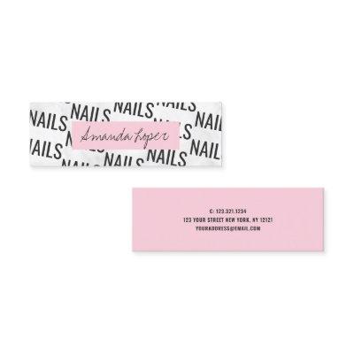 Modern pretty white marble black & pink nails mini