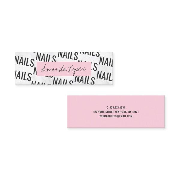 Modern pretty white marble black & pink nails mini