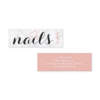 Modern pretty white marble blush pink black nails mini