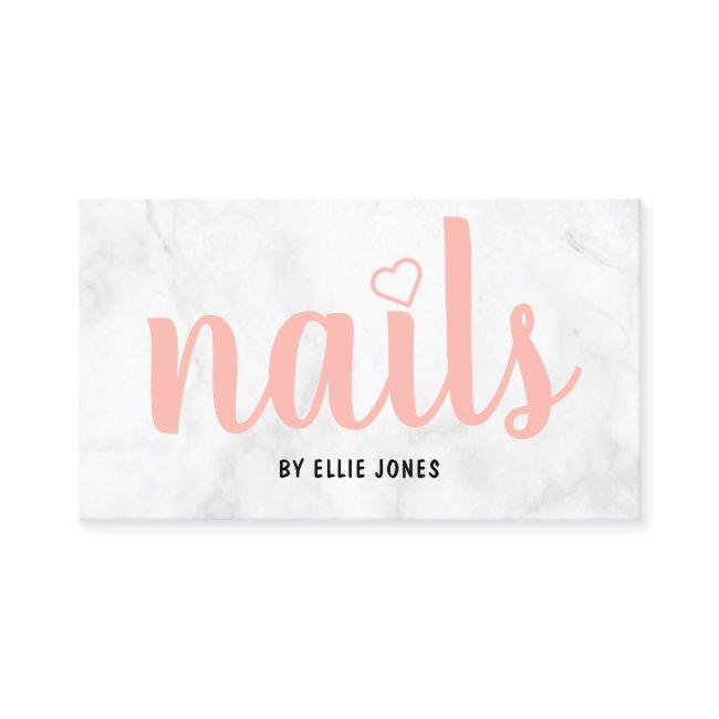Modern pretty white marble & blush pink nails