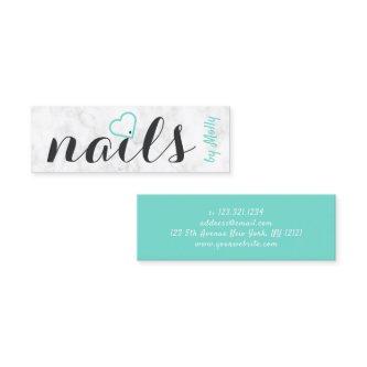 Modern pretty white marble mint black nails mini