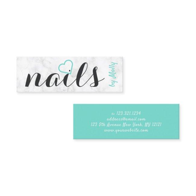Modern pretty white marble mint black nails mini