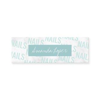 Modern pretty white marble & mint green nails mini