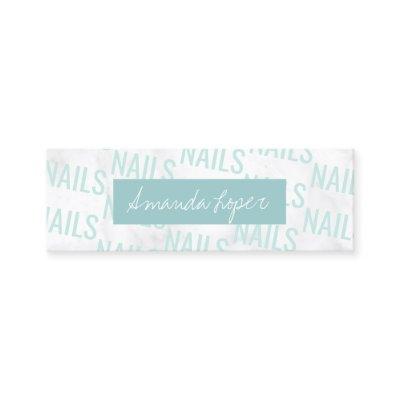 Modern pretty white marble & mint green nails mini