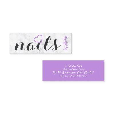 Modern pretty white marble purple black nails mini