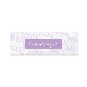 Modern pretty white marble & purple nails mini