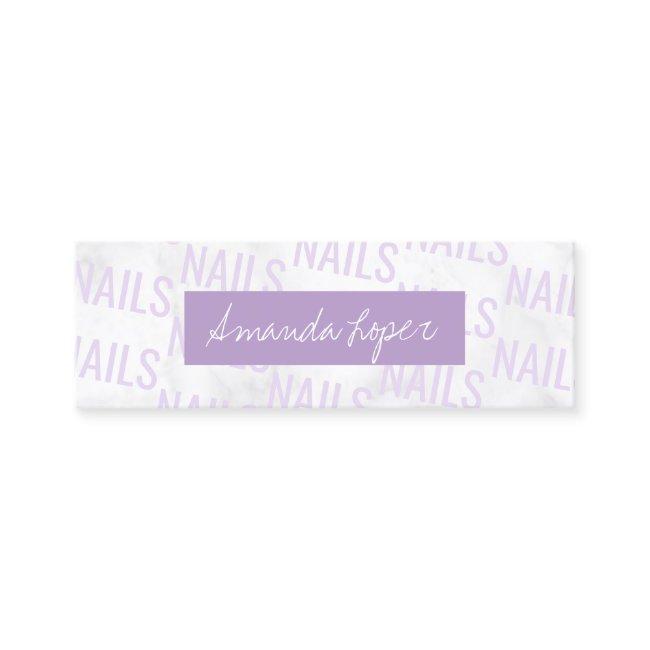 Modern pretty white marble & purple nails mini