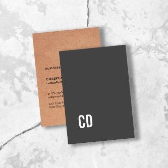 Modern Printed Kraft Grey White Monogram