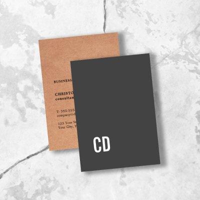 Modern Printed Kraft Grey White Monogram