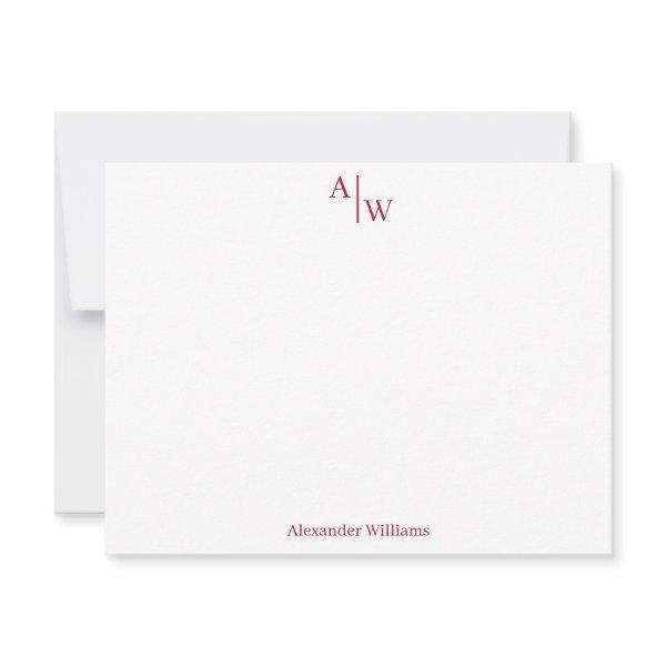 Modern Professional 2 Monogram Basic Burgundy Red Note Card
