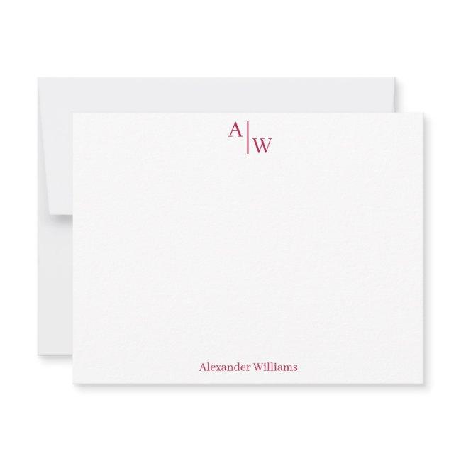 Modern Professional 2 Monogram Basic Burgundy Red Note Card