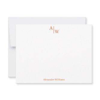 Modern Professional 2 Monogram Basic Burnt Orange Note Card