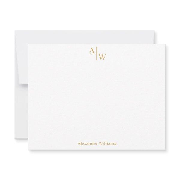 Modern Professional 2 Monogram Basic Faux Gold Note Card