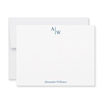 Modern Professional 2 Monogram Basic Navy Blue Note Card