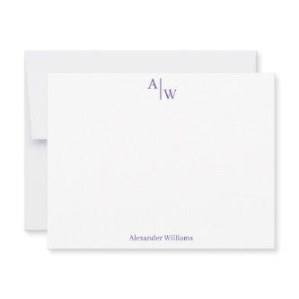 Modern Professional 2 Monogram Chic Violet Purple Note Card
