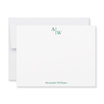 Modern Professional 2 Monogram Girly Forest Green Note Card