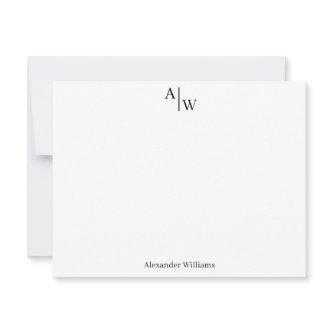 Modern Professional 2 Monogram Initial Basic Black Note Card