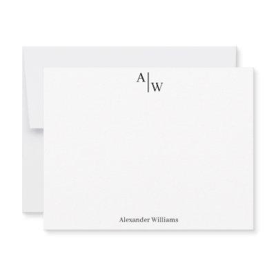 Modern Professional 2 Monogram Initial Basic Black Note Card