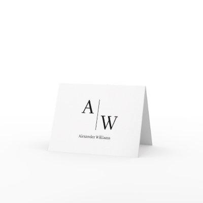 Modern Professional 2 Monogram Initial Basic Black Note Card