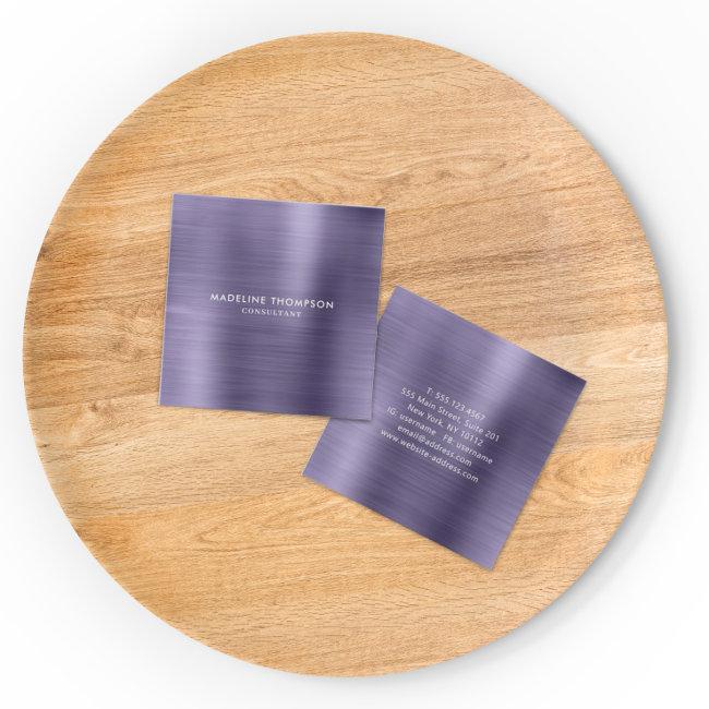 Modern Professional Brushed Metal Midnight Purple Square