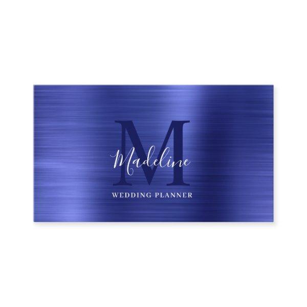 Modern Professional Brushed Metallic Blue Monogram