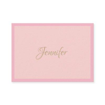 Modern Professional Calligraphed Elegant Pink Gold