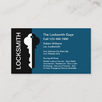 Modern Professional Locksmith Businesscards