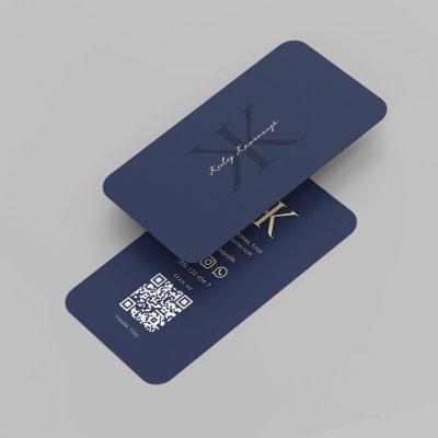 Modern Professional Logo Monogram K Dark Blue Gold