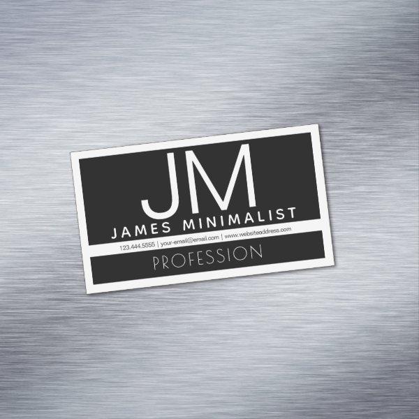 Modern Professional Minimal Design | Black & White  Magnet