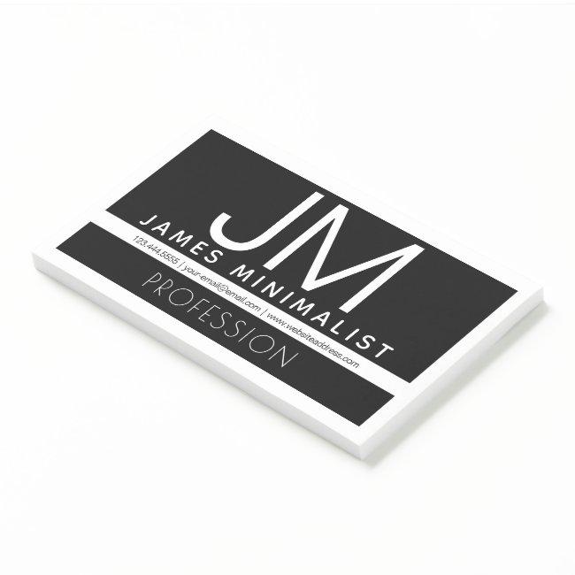 Modern Professional Minimal Design | Black & White Post-it Notes