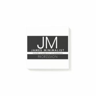 Modern Professional Minimal Design | Black & White Post-it Notes