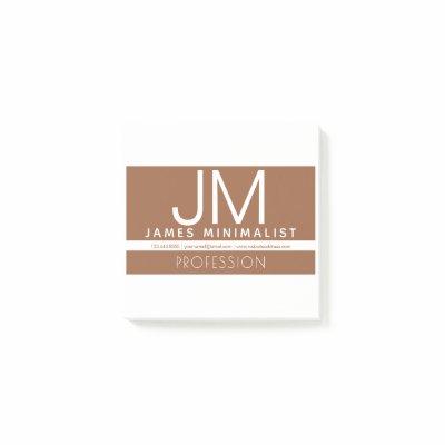 Modern Professional Minimal Design | Brown & White Post-it Notes