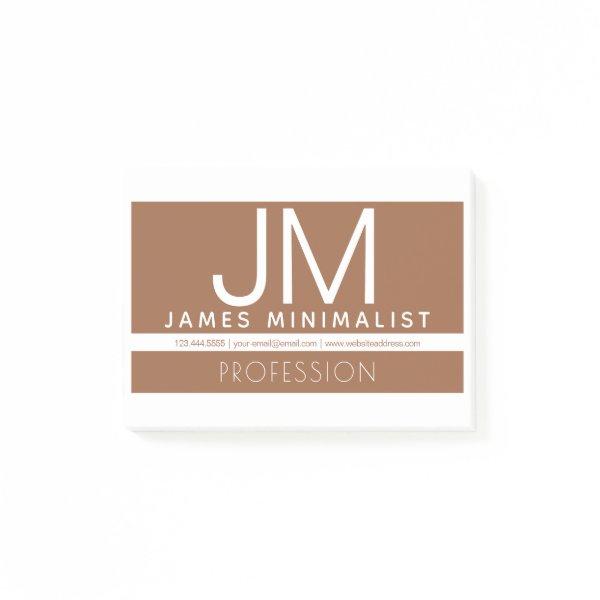 Modern Professional Minimal Design | Brown & White Post-it Notes