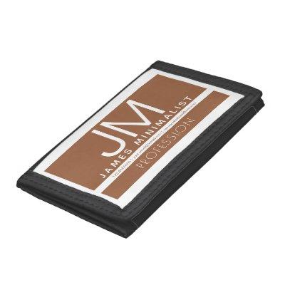 Modern Professional Minimal Design | Brown & White Trifold Wallet