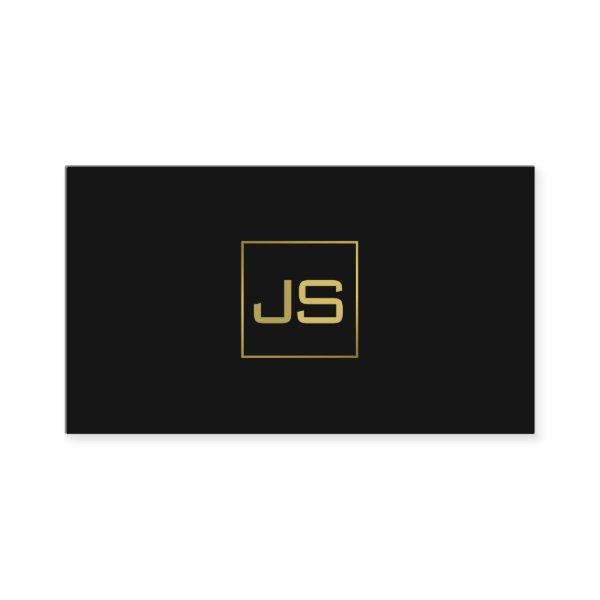 Modern Professional Monogram Elegant Black Gold