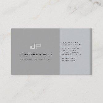 Modern Professional Monogram Plain Elegant Grey