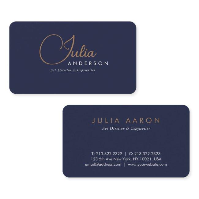 Modern Professional Navy Blue and Gold Script