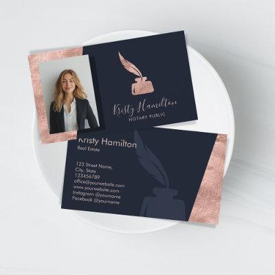 Modern Professional Navy Rose Gold Notary Public