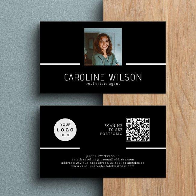Modern professional QR CODE logo photo black