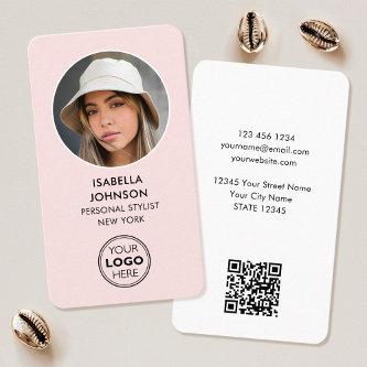 Modern Profile Photo Logo QR Code Blush Pink