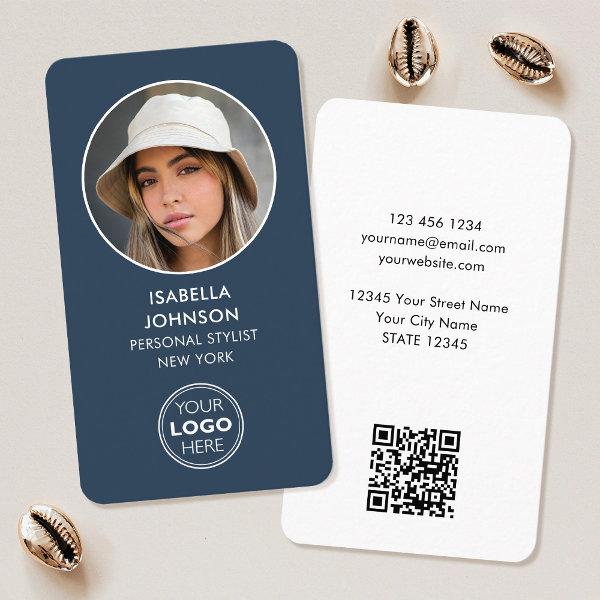 Modern Profile Photo Logo QR Code Slate Blue