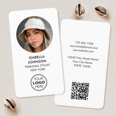 Modern Profile Photo Logo QR Code White