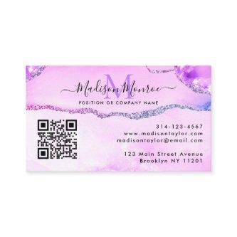 Modern Purple Custom Logo QR Code Agate Monogram