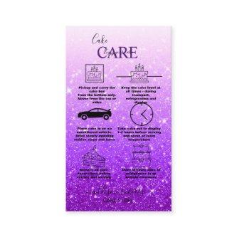 Modern  Purple Glitter Cake Care