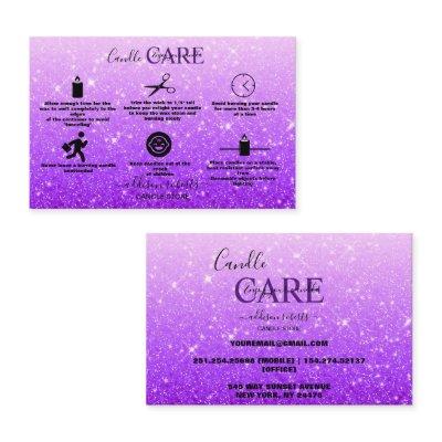Modern  Purple Glitter Candle Care